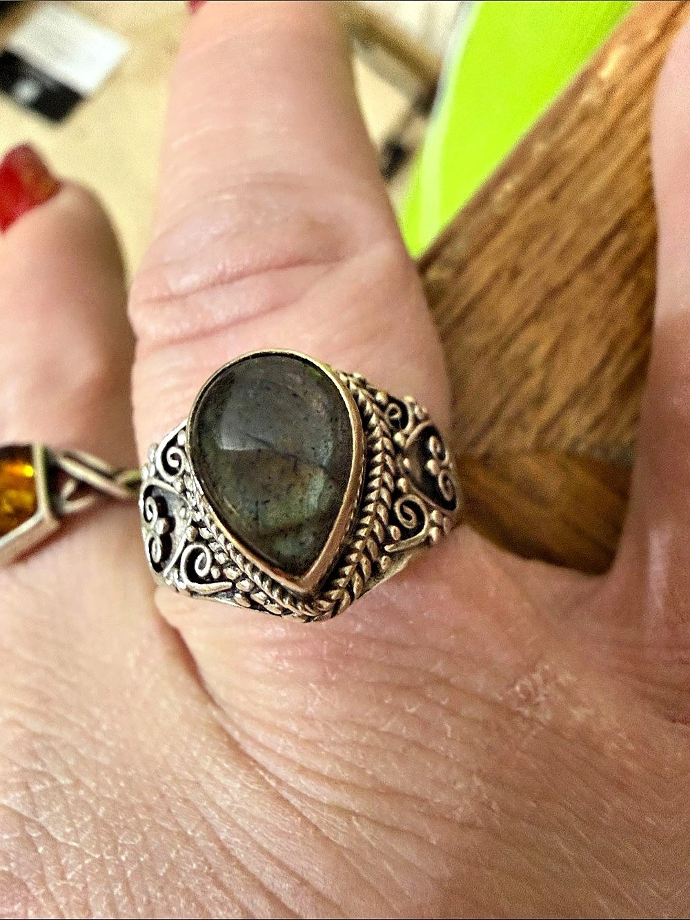 Sterling Silver Blue Labradorite Ring size 8
